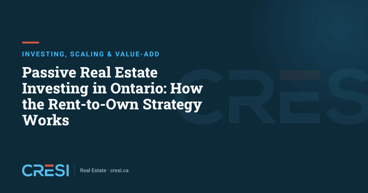 Passive Real Estate Investing in Ontario: How the Rent-to-Own Strategy Works