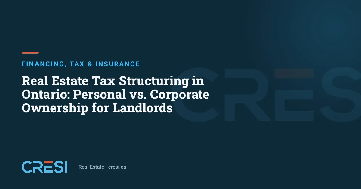 Real Estate Tax Structuring in Ontario: Personal vs. Corporate Ownership for Landlords